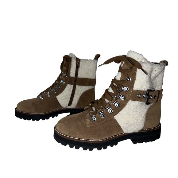 Steve Madden Shoes Womens Sz 9M Brown Suede Faux Fur Buckle Lacie Ankle Boots - Picture 5 of 8